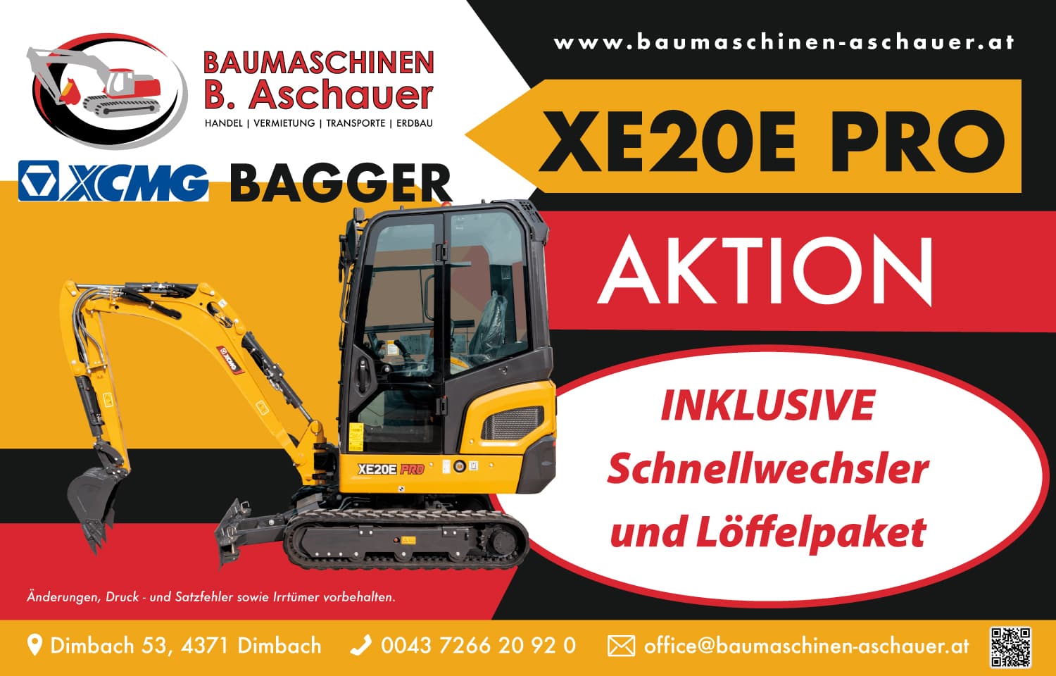 SET AKTION – XCMG XE20E PRO mit Kabine